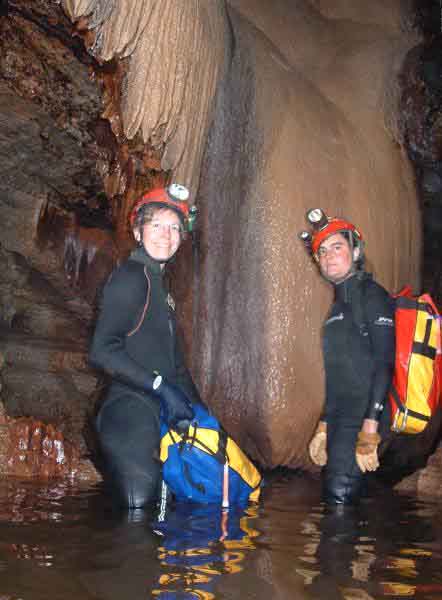 Deb & Becks at Flowstone at Snail Shell Cave - Tennessee September 2004