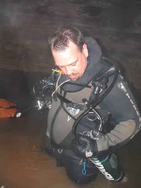 Marbry gears up at Snail Shell Cave - Tennessee September 2004